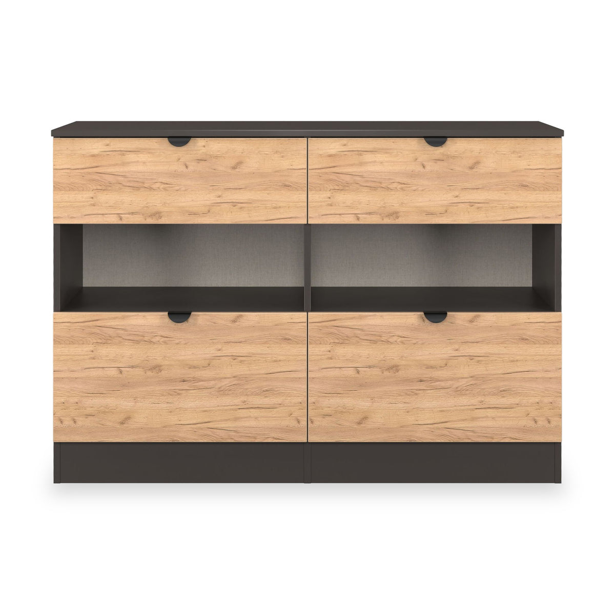 Huxley 4 Drawer Midi Chest Oak Graphite from Roseland Furniture