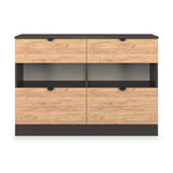 Huxley 4 Drawer Midi Chest Oak Graphite from Roseland Furniture