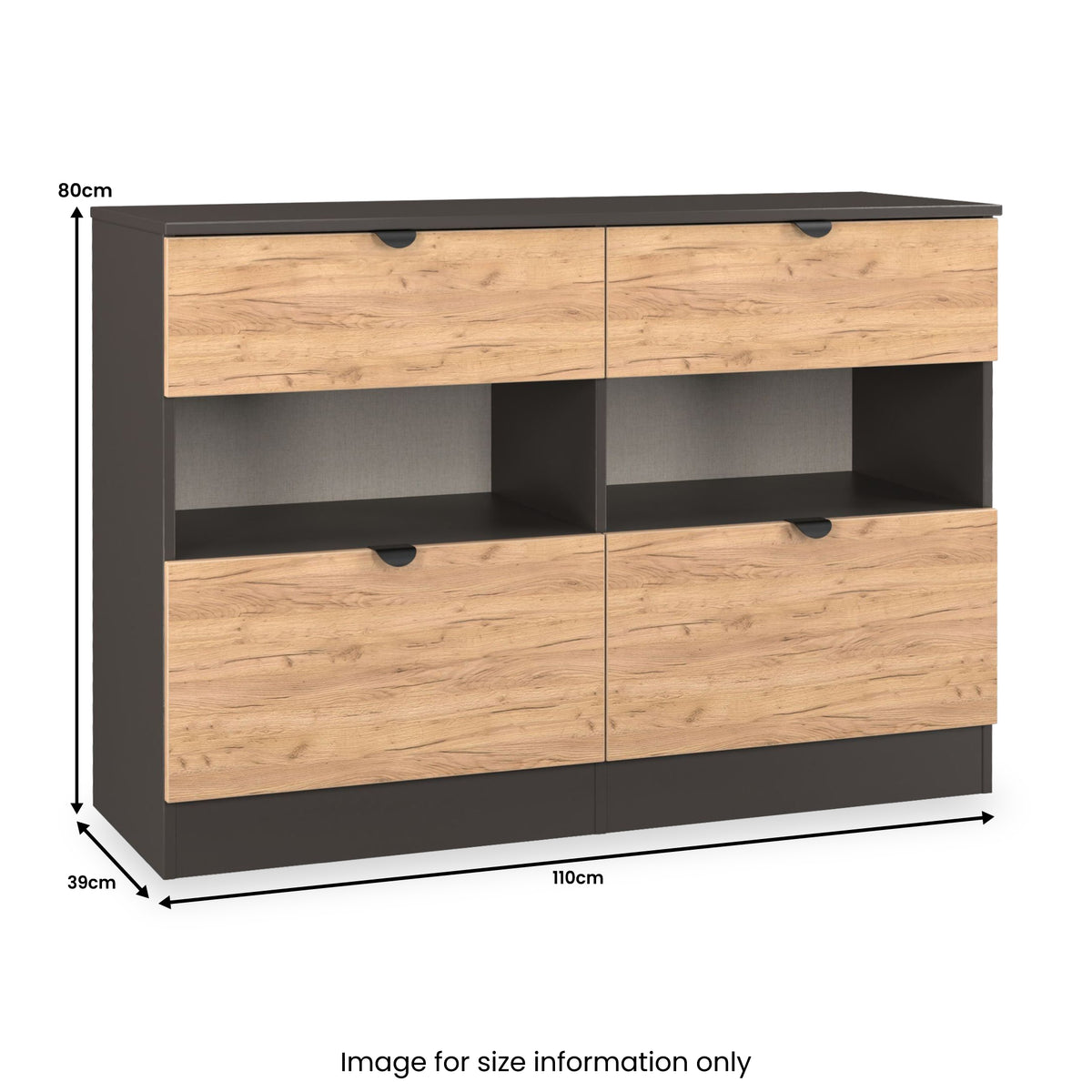 Huxley 4 Drawer Midi Chest Oak Graphite from Roseland Furniture