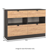 Huxley 4 Drawer Midi Chest Oak Graphite from Roseland Furniture
