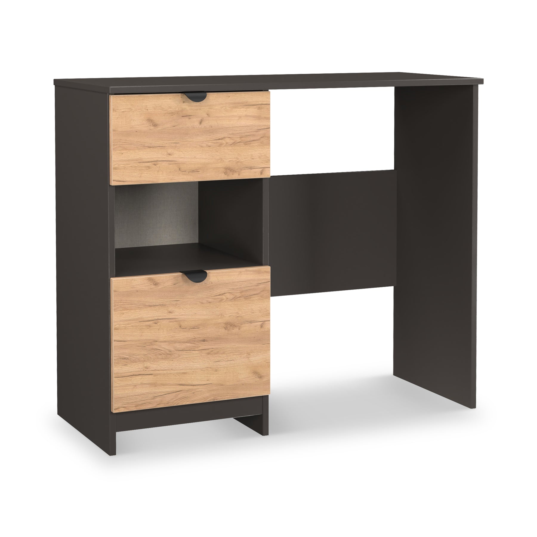 Huxley 2 Drawer Dressing Table Oak Graphite from Roseland Furniture