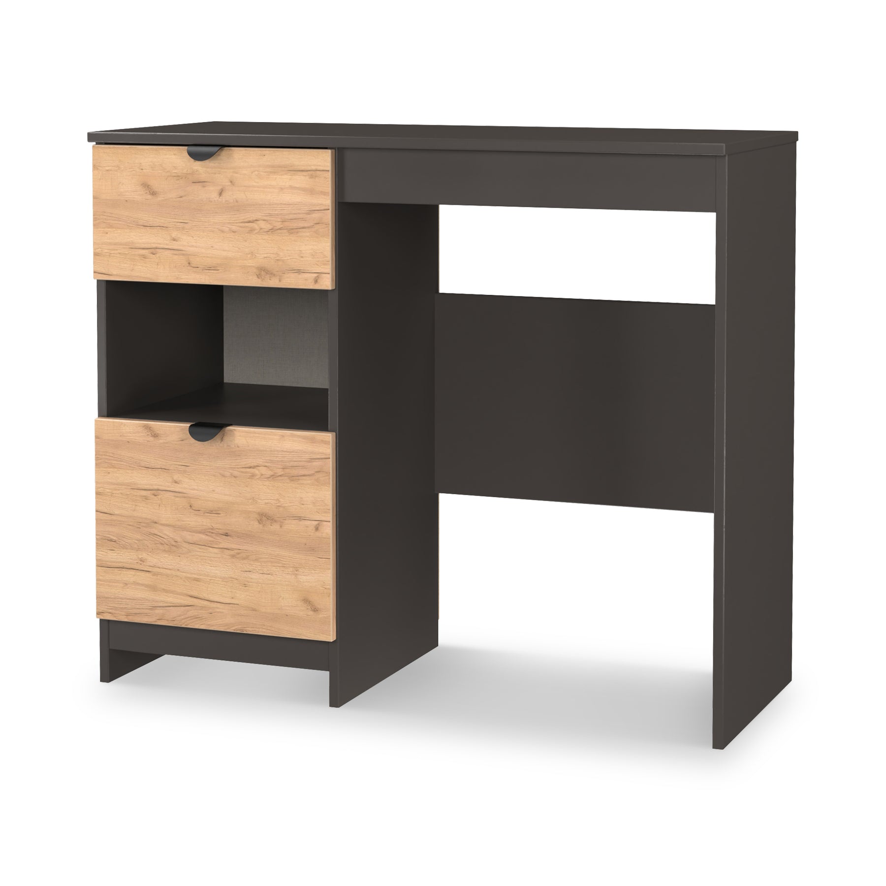 Huxley 2 Drawer Dressing Table Oak Graphite from Roseland Furniture