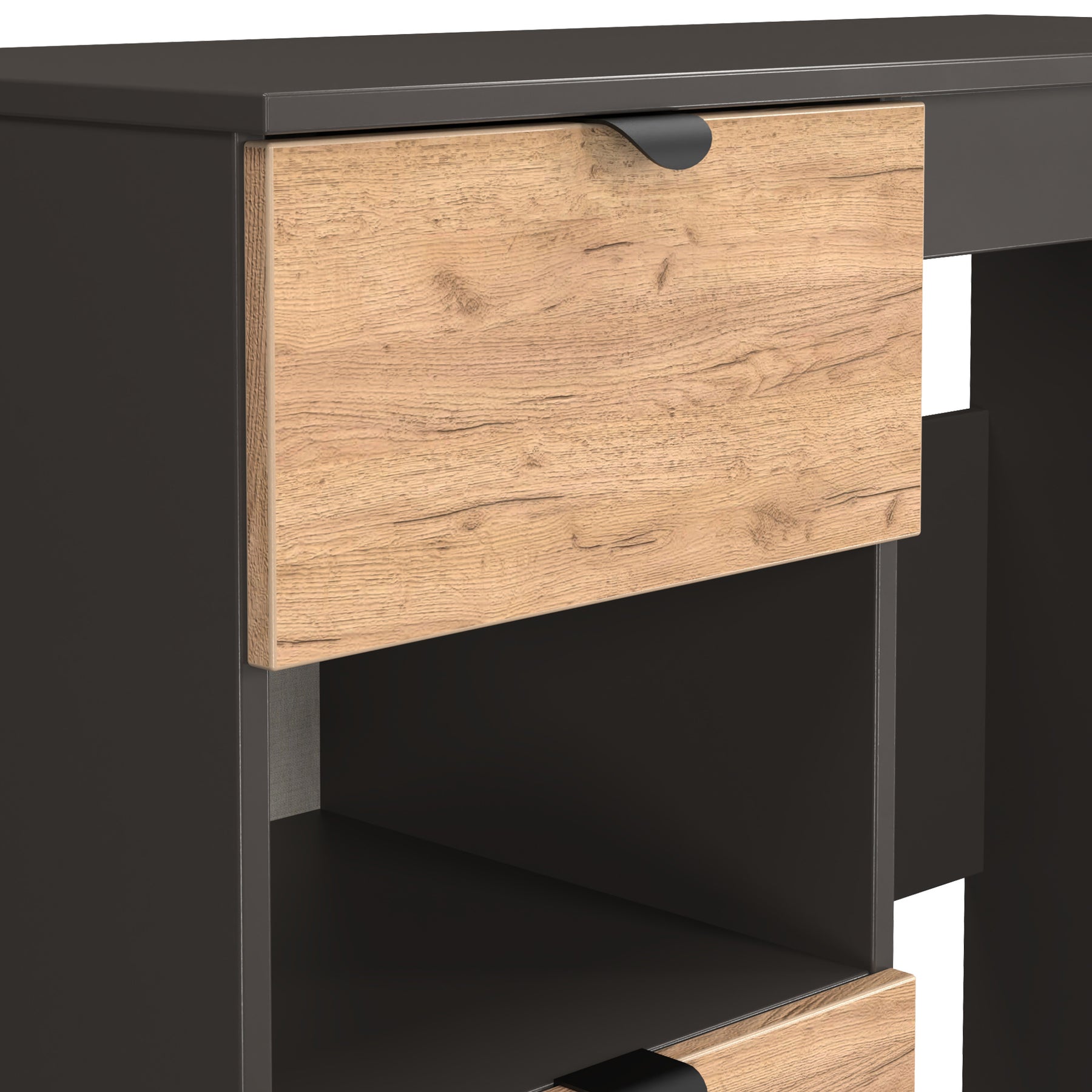 Huxley 2 Drawer Dressing Table Oak Graphite from Roseland Furniture