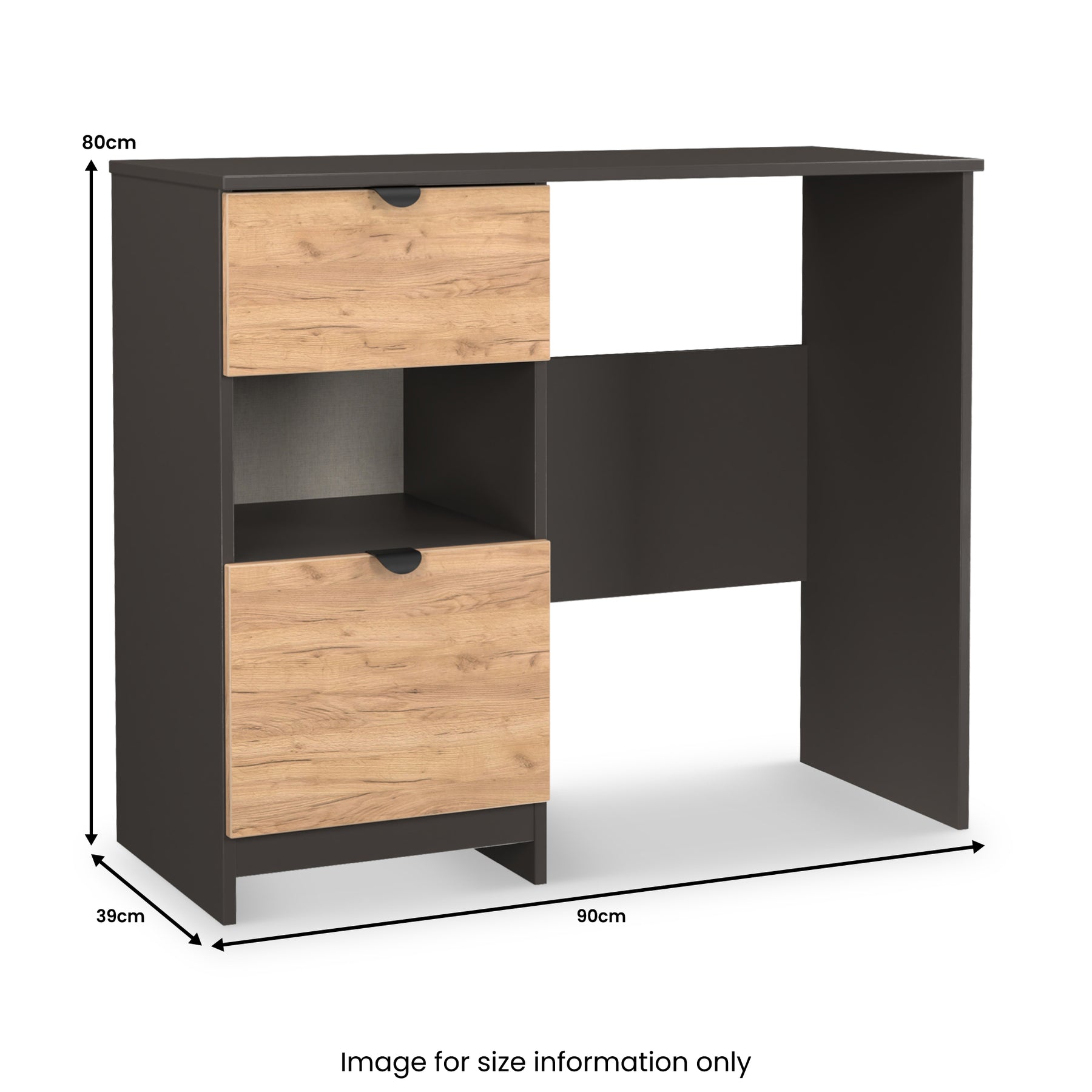 Huxley 2 Drawer Dressing Table Oak Graphite from Roseland Furniture