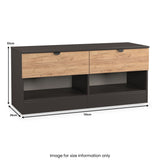 Huxley 2 Drawer Low Storage Unit Oak Graphite from Roseland Furniture