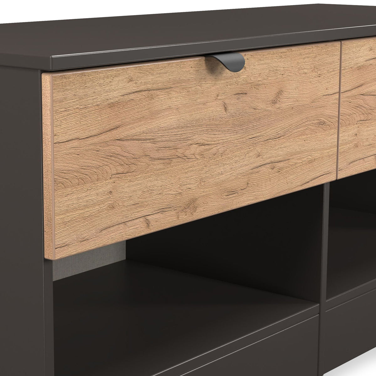 Huxley 2 Drawer Low Storage Unit Oak Graphite from Roseland Furniture