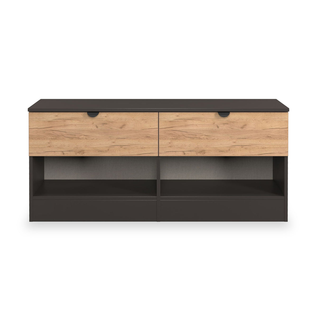 Huxley 2 Drawer Low Storage Unit Oak Graphite from Roseland Furniture