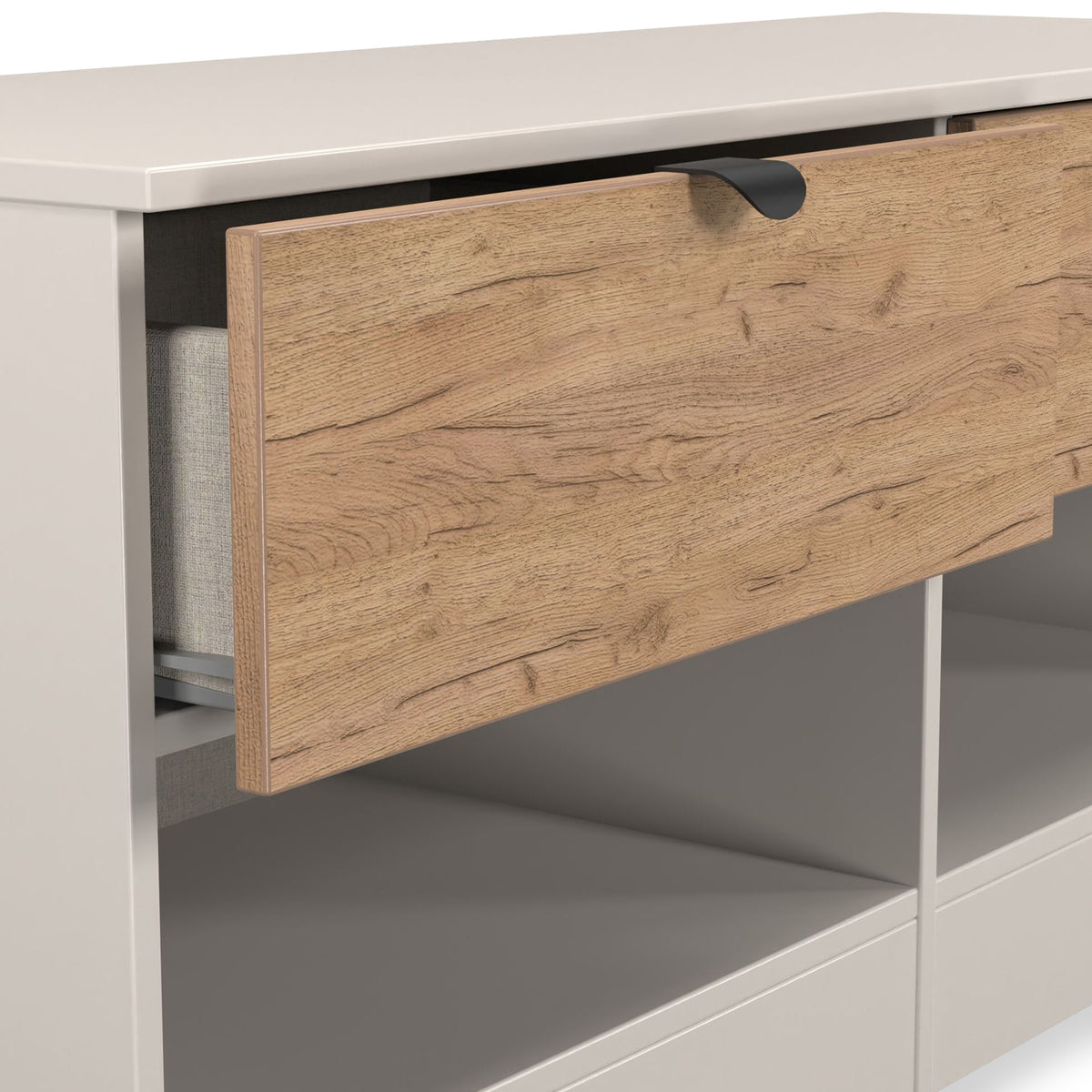 Huxley 2 Drawer Low Storage Unit Oak Cashmere from Roseland Furniture