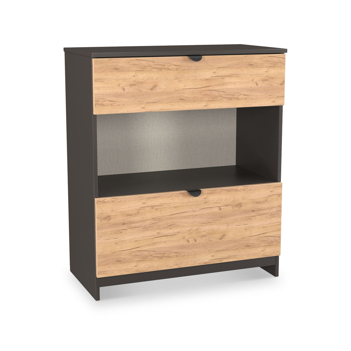 Huxley 2 Drawer Deep Chest Oak Graphite from Roseland Furniture