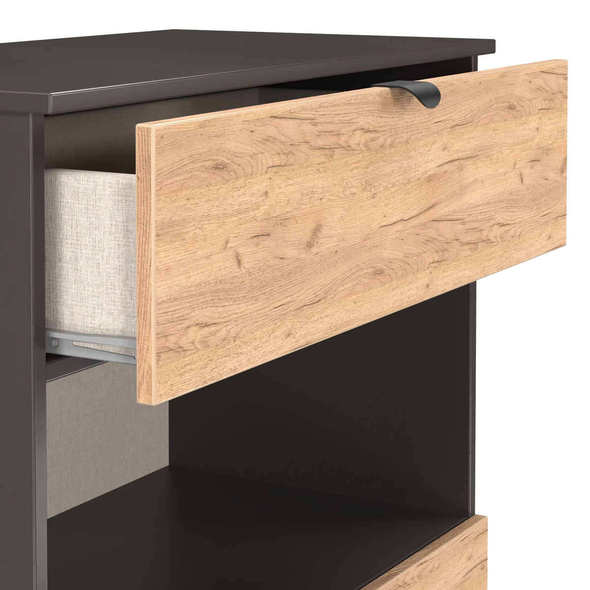 Huxley 2 Drawer Deep Chest Oak Graphite from Roseland Furniture