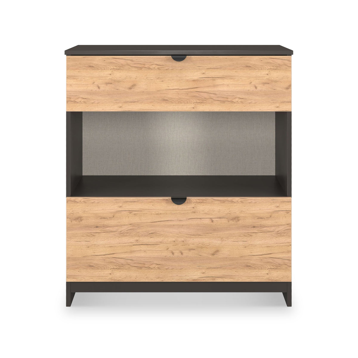 Huxley 2 Drawer Deep Chest Oak Graphite from Roseland Furniture
