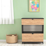 Huxley 2 Drawer Deep Chest Oak Graphite from Roseland Furniture