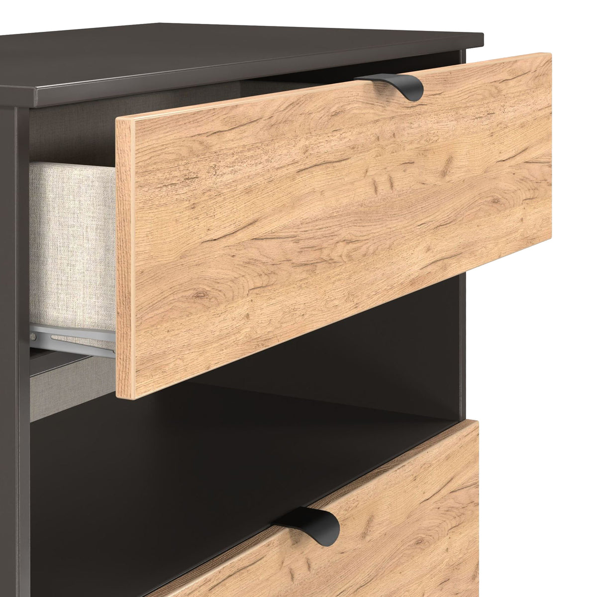 Huxley 3 Drawer Deep Chest Oak Graphite from Roseland Furniture