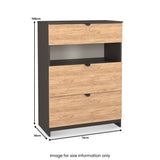 Huxley 3 Drawer Deep Chest Oak Graphite from Roseland Furniture