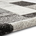 Brockton Black Grey Cube Patterned Hand Carved Rug