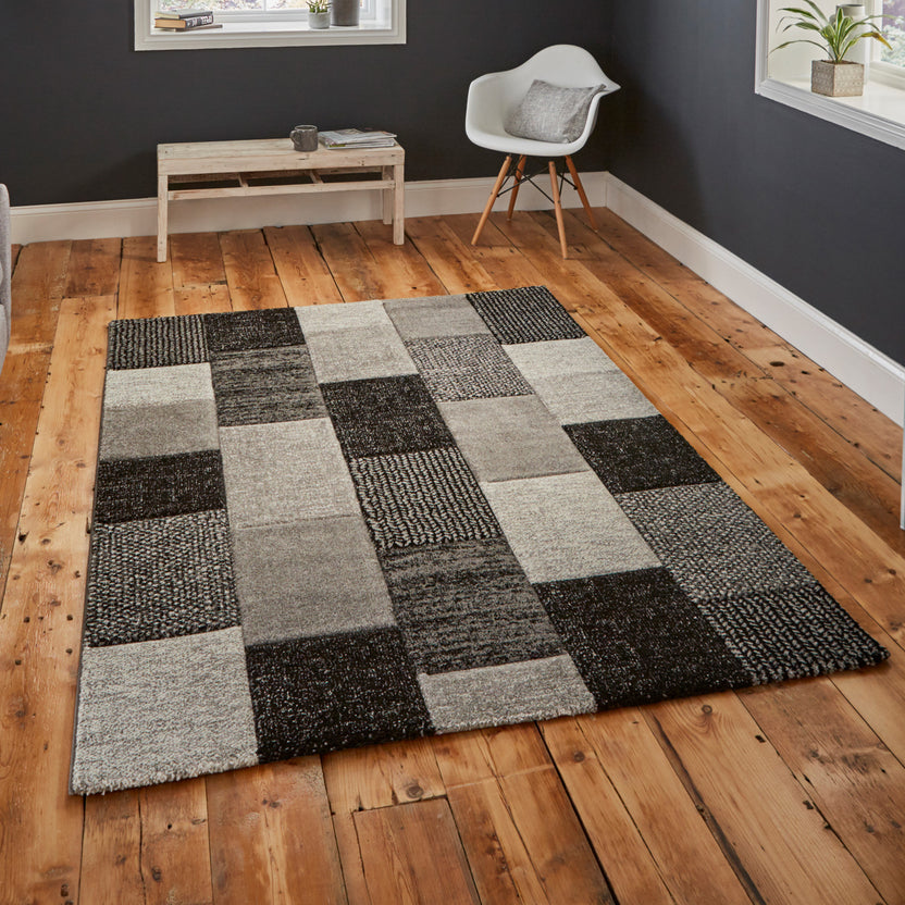 Brockton Cube Patterned Rectangular Rug for Living Room or Bedroom ...