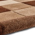 Brockton Beige Brown Square Patterned Hand Carved Rug