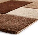 Brockton Beige Brown Square Patterned Hand Carved Rug