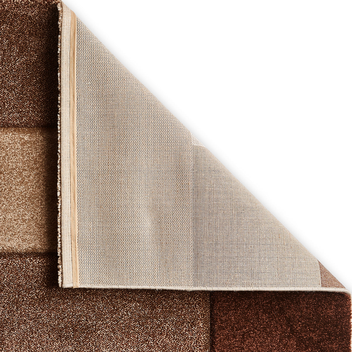 Brockton Beige Brown Square Patterned Hand Carved Rug