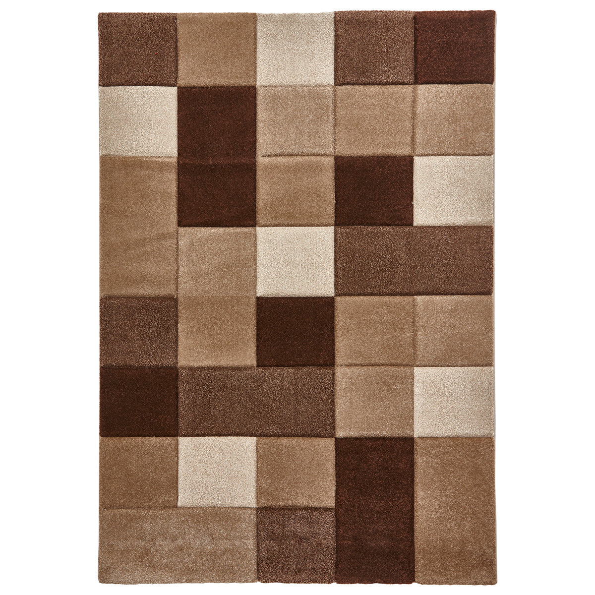 Brockton Beige Brown Square Patterned Hand Carved Rug from Roseland Furniture