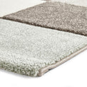 Brockton Green Beige Square Patterned Hand Carved Rug
