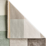 Brockton Green Beige Square Patterned Hand Carved Rug
