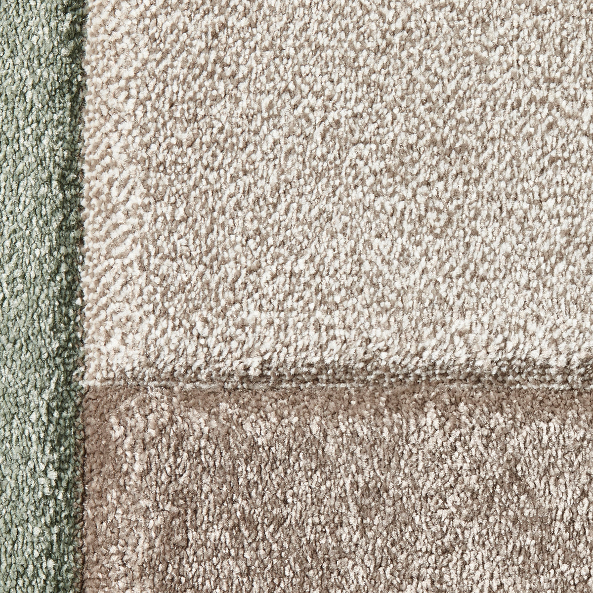 Brockton Green Beige Square Patterned Hand Carved Rug