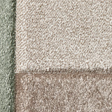 Brockton Green Beige Square Patterned Hand Carved Rug