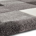 Brockton Grey Cream Square Patterned Hand Carved Rug