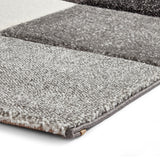 Brockton Grey Cream Square Patterned Hand Carved Rug
