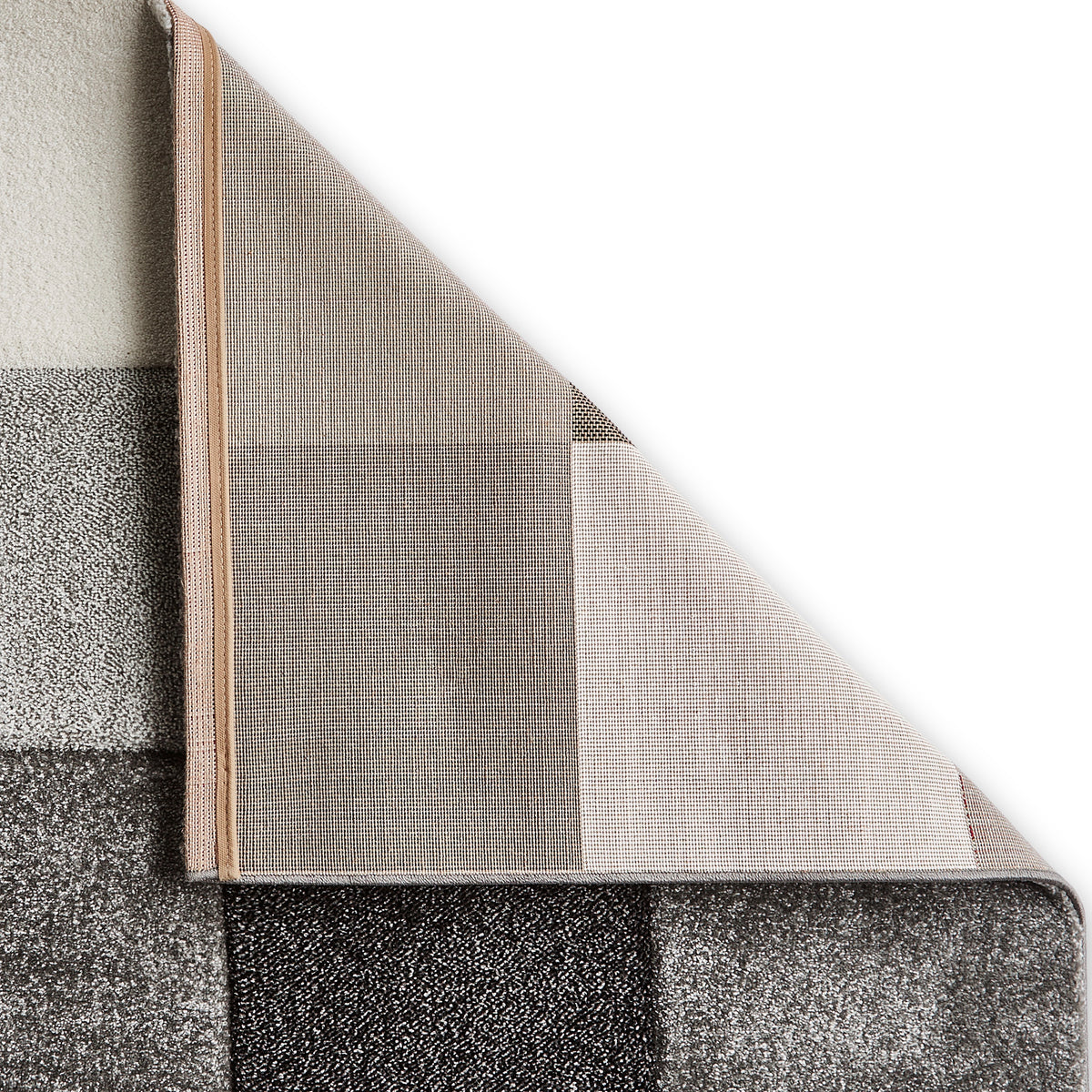 Brockton Grey Cream Square Patterned Hand Carved Rug