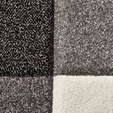 Brockton Grey Cream Square Patterned Hand Carved Rug
