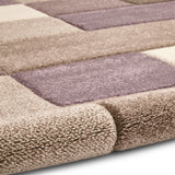 Brockton Purple Beige Square Patterned Hand Carved Rug