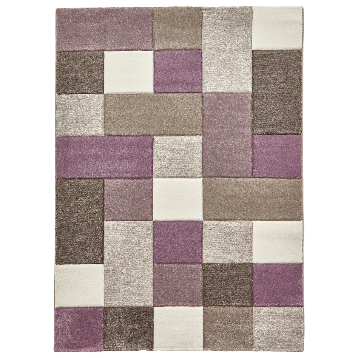 Brockton Purple Beige Square Patterned Hand Carved Rug from Roseland Furniture