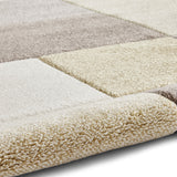 Brockton Yellow Beige Square Patterned Hand Carved Rug