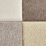 Brockton Yellow Beige Square Patterned Hand Carved Rug
