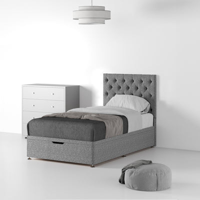Farrow Diamond Linen Ottoman Divan Bed and Deluxe Headboard