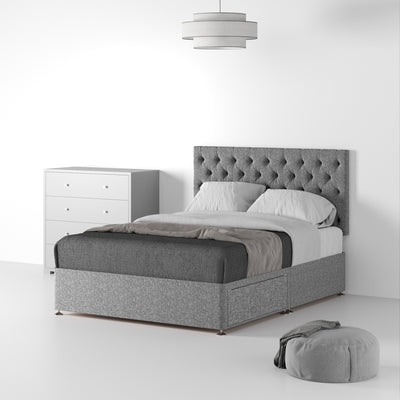Farrow Diamond Linen Divan Bed and Headboard