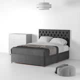 Farrow-Diamond-26HB-Divan-Linen-Look-SD-SK-4-Drawers-Linen-Charcoal from Roseland Furniture