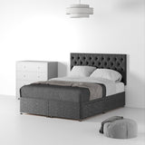 RFBTS-SK-2D-SC---Farrow-Diamond-26HB-Divan-Linen-Look-SK-2-Drawers-Linen-Charcoal---Life2 from Roseland Furniture