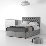 RFBTS-SK-2D-SS---Farrow-Diamond-26HB-Divan-Linen-Look-SK-2-Drawers-Linen-Silver---Life1 from Roseland Furniture