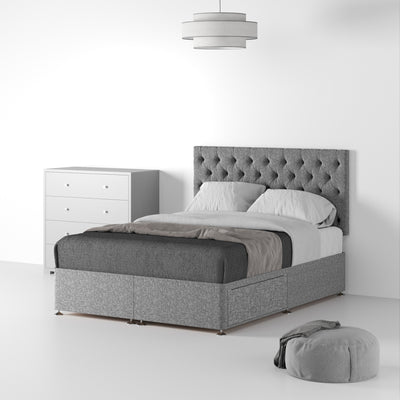 Farrow Diamond Linen Divan Bed and Headboard