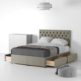 RFBTS-SK-4D-SM---Farrow-Diamond-26HB-Divan-Linen-Look-SK-4-Drawers-Linen-Mink---Life1 from Roseland Furniture