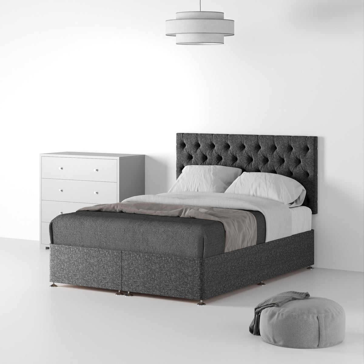RFBTS-SK-NS-SC---Farrow-Diamond-26HB-Divan-Linen-Look-SK-No-Storage-Linen-Charcoal---Life1_from Roseland Furniture
