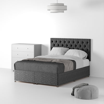 Farrow Diamond Linen Divan Bed and Headboard