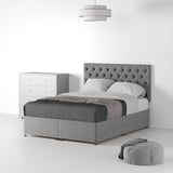 RFBTS-SK-NS-SS---Farrow-Diamond-26HB-Divan-Linen-Look-SK-No-Storage-Linen-Silver---Life1 from Roseland Furniture