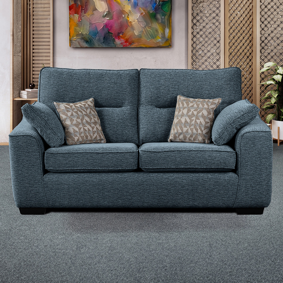 Sudbury Aegean 2 Seater Sofabed with Taupe Scatter Cushions for living room