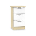 Beckett White and Bardolino 3 Drawer Bedside Table by Roseland Furniture