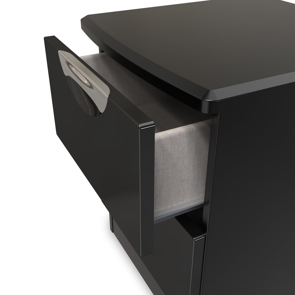 Beckett Black 2 Drawer Bedside by Roseland Furniture