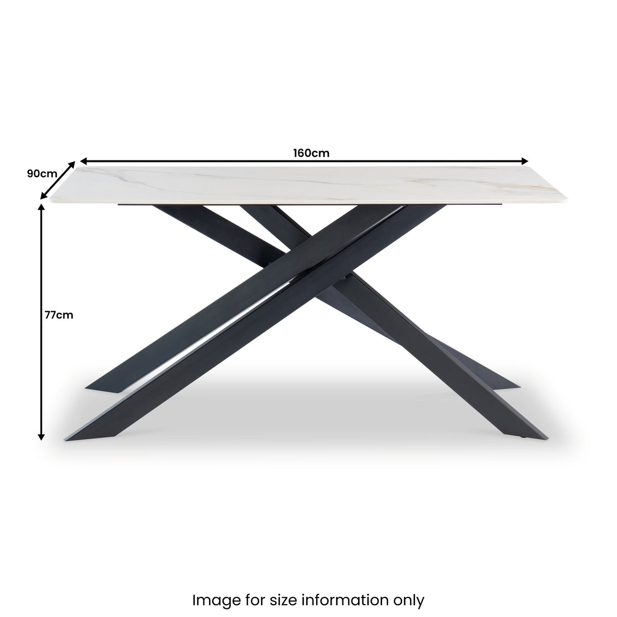 Casey White & Gold Sintered Stone 160cm Dining Table from Roseland